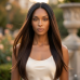 1B/#2 Highlight 300% Density Double Drawn Bone Straight 2x6 5x5 Transparent Lace Closure Wig